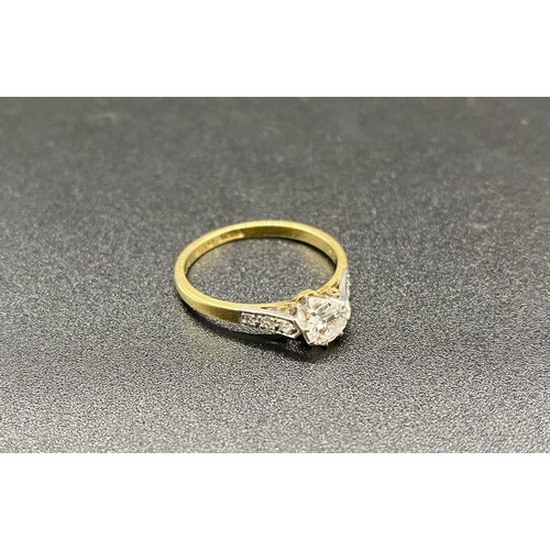 233 - 18ct Yellow gold and platinum solitaire diamond ring, ½