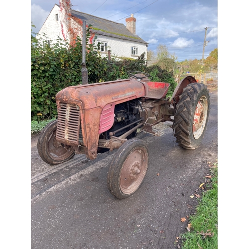 145 - Massey Ferguson 35 4 cylinder tractor. Runs and drives. Showing 6088 Hours. No docs