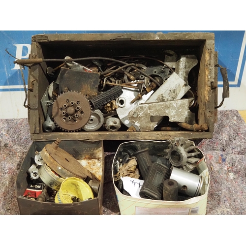 44 - Wooden box of British motorcycle parts