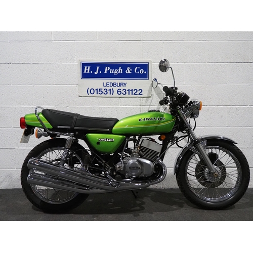 841 - Kawasaki KH400 motorcycle. 1975. 400cc
Frame No. S3F-26084
Engine No. S3E-26259
Last ridden in Septe... 