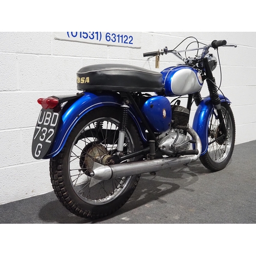 938 - BSA Bantam B175 motorcycle. 1969. 175cc
Frame no. JC 03186 B175
Engine no. JC 03186 B175
Runs and ri... 