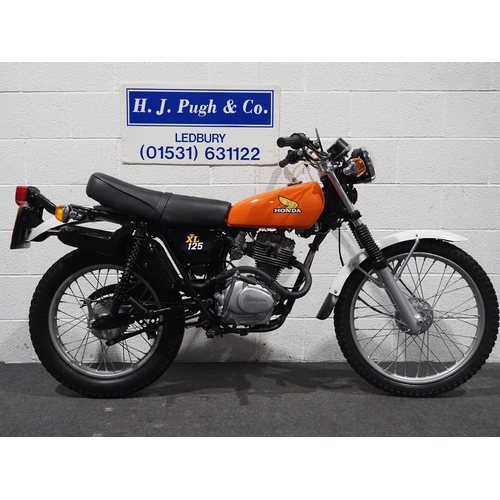 940 - Honda XL125 trials bike. 1976. 122cc. 
Frame No. XL125-1208904
Engine No. XL125E-1209020
Runs and ri... 