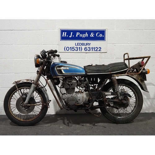 955 - Honda CB250 G5 motorcycle project. 1975. 
Frame No. CB250G6503617
Engine No. Cb250E6029581
Hedge fin... 