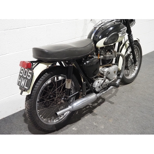 962 - Triumph Tiger 650 motorcycle. 1960. 650cc
Engine No. T110D3482
Frame No. T110D 3482
Runs and rides. ... 