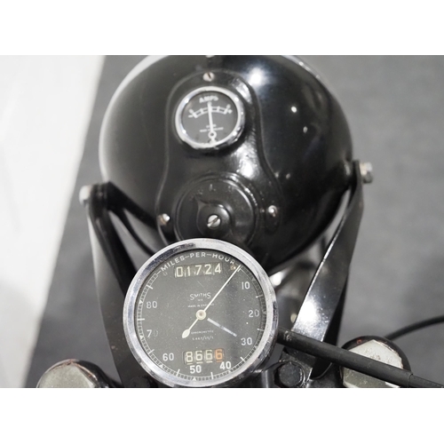 820 - Velocette MAC motorcycle. 1949. 350cc
Engine No. 12457
Engine turns over. 
Reg. ASL 102. V5