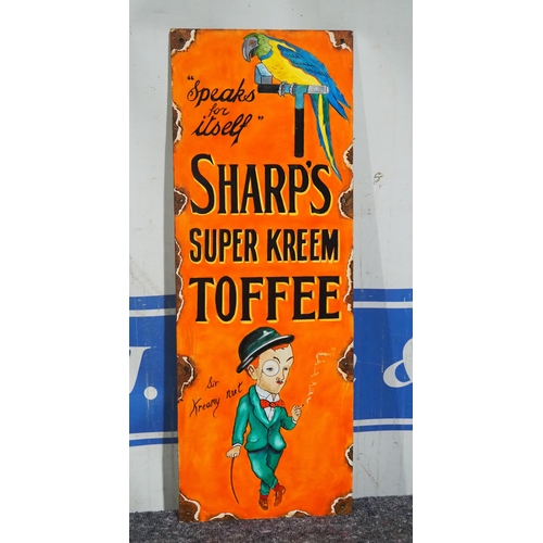 484 - Reproduction of an original enamel sign, hand painted onto board - Sharp's Super Kreem Toffee 32