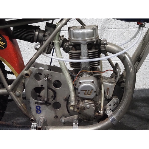 989 - Wildcat Weslake grasstrack motorcycle. 1980s. 500cc
Engine no. 2346. X.L.P.S
Engine turns over. Has ... 