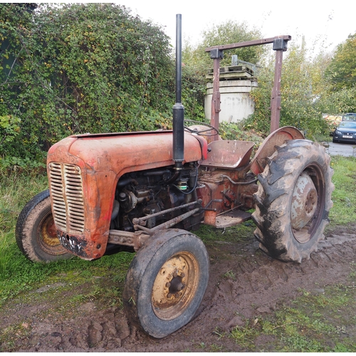 144 - Massey Ferguson 35 tractor. 3 Cylinder, runs, c/w roll frame. No docs