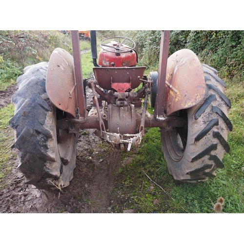 144 - Massey Ferguson 35 tractor. 3 Cylinder, runs, c/w roll frame. No docs