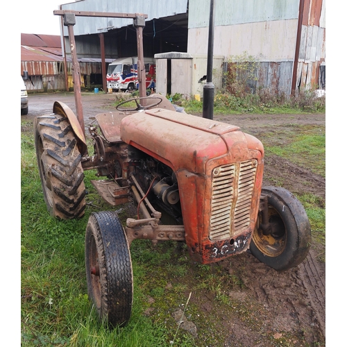 144 - Massey Ferguson 35 tractor. 3 Cylinder, runs, c/w roll frame. No docs