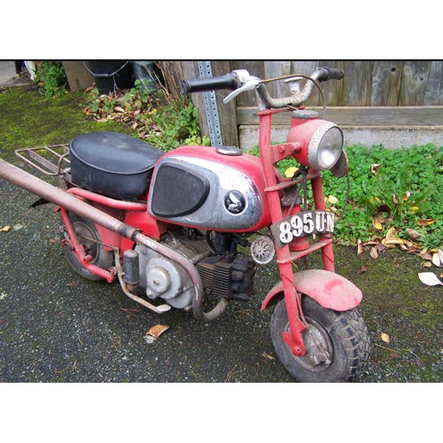 846 - Honda CZ100 (Z50) monkey bike. 1964.
Frame no. 500354
Engine no. C100E 63838
Turns over with good co... 