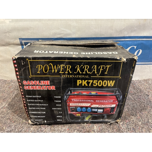 520 - Powercraft 7500w petrol portable generator 220/380v. Unused