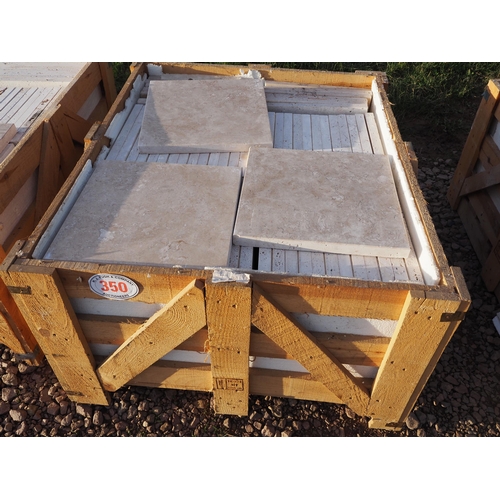 350 - Light beige Travertine marble tiles 40cm square - approx. 70