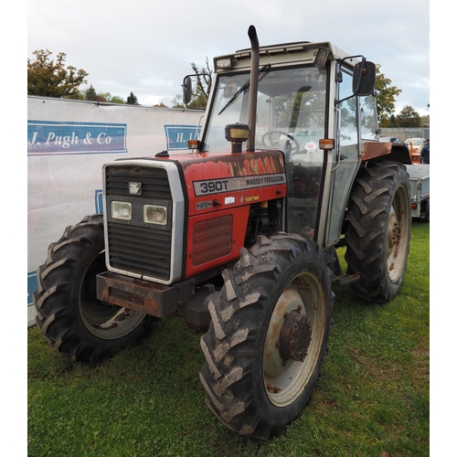 1461 - Massey Ferguson 390T 4X4 tractor. Runs well. Showing 8088 hours. Reg. M549 FAC. V5 and key in office