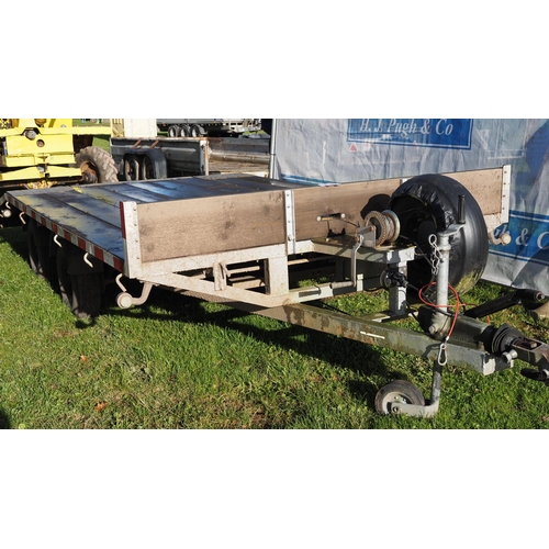 1525 - Twin axle trailer. C/w hand winch