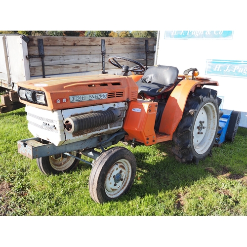 1549 - Kubota ZB1600 compact tractor with flail mower attached. 5403 hours showing. Non runner