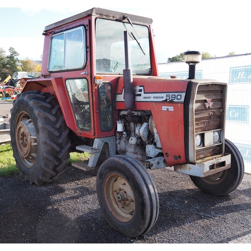 1555 - Massey Ferguson 590 tractor. Runs, c/w front wheel weights. SN J167035