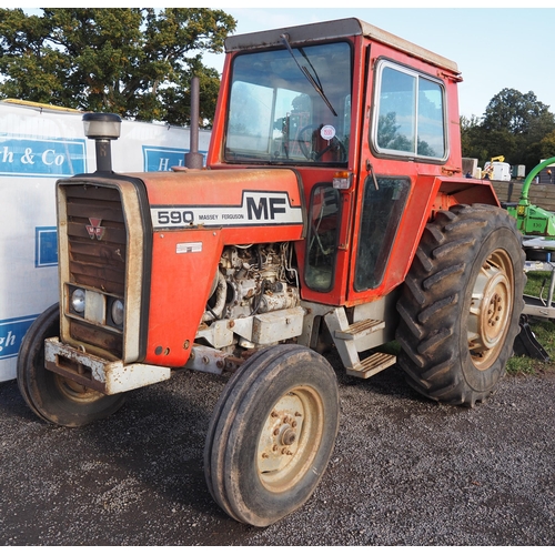 1555 - Massey Ferguson 590 tractor. Runs, c/w front wheel weights. SN J167035