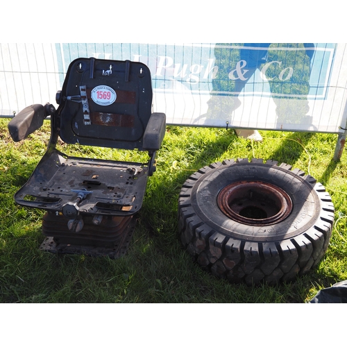 1569 - Suspension seat and forklift wheel and tyre