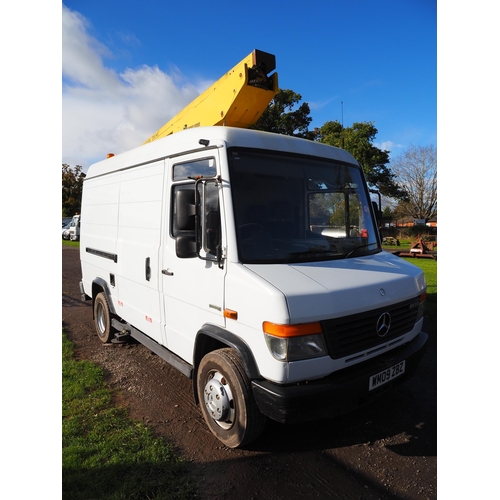 1593 - Mercedes BE 813D cherry picker van with Gardner Denver picker. MOT until 31/5/24. Mileage reads 196,... 