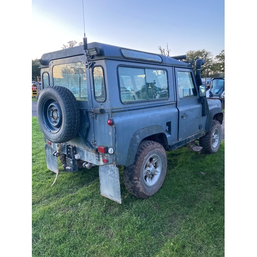 1430 - Land Rover Defender 90. Runs and drives. Showing 112,187 miles. Reg. E45 DRS. Key in office. V5 to f... 