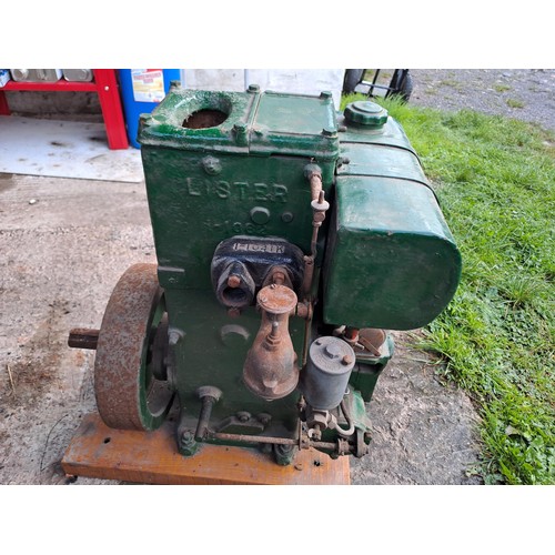 58 - Lister D stationary engine on base. Ready for wheels. C/w twin TVO/petrol inlet manifold. Spec. 28 D... 