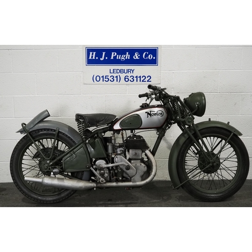 855 - Norton 16H XWD motorcycle. 490cc. 
Frame No. 91454
Engine No. 86129
Engine turns over with compressi... 