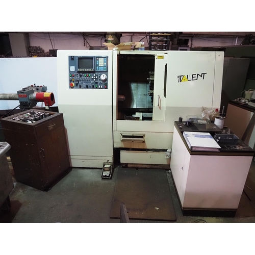 132 - Talent OT CNC lathe with Fanuc OM controller. C/w 10 station turret, 21 16c collets, parts catcher, ... 