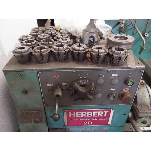 137 - Herbert 2D capstan lathe. C/w tooling and multi bore collets. 3 Phase