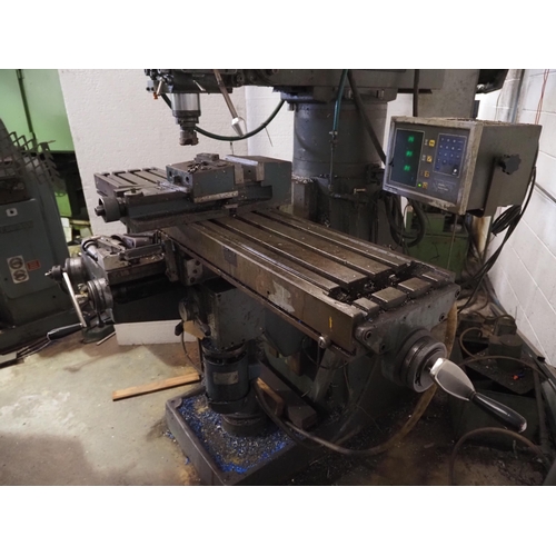 148 - Beaver mill vertical milling machine with rotary head. Model VBRP. SN. 10584XT. 3 Phase