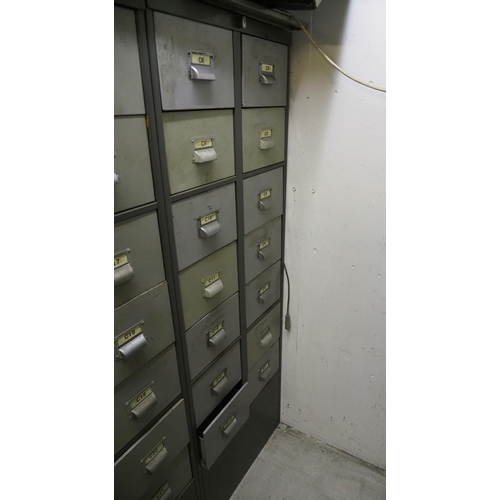 40 - 14 Drawer metal cabinet and contents