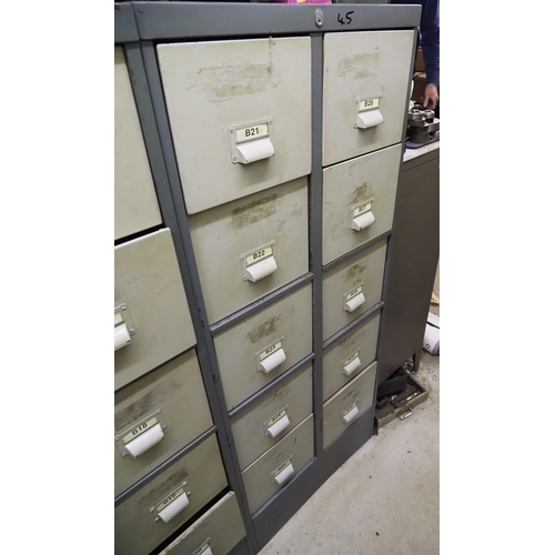 45 - 10 Drawer metal cabinet and contents