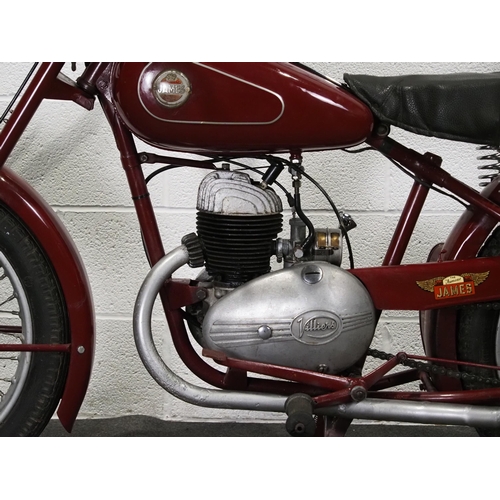 1014 - James Cadet motorcycle. 1955. 150cc. 
Frame No. 55-J-15-1843
Engine No. 958A3220
Runs and rides, has... 