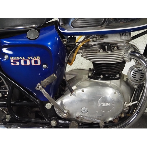 1025 - BSA Royal Star motorcycle. 1970. 500cc
Frame no. CD06419A50R
Engine no. CD06419A50R
Runs and rides, ... 