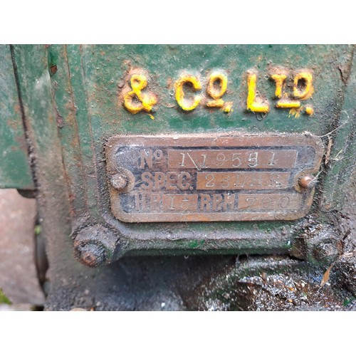59 - Lister D stationary engine on trolley. Reverse rotation. Spec. 23DHR. S/No. 1/19551