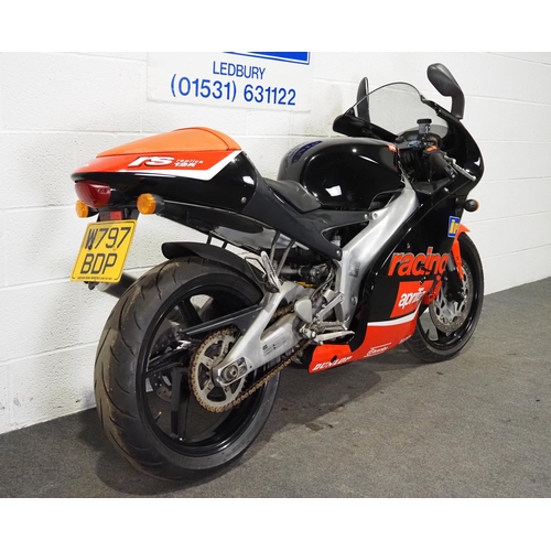 1030 - Aprilia RS125 motorcycle. 2000. 125cc
Frame no. ZD4MPB000YS006111
This bike has been dry stored for ... 