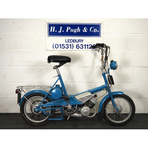 1053 - Raleigh Wisp autocycle.
Engine turns over. Rebuilt approx. 2 years ago
Reg. NNN 5F. V5