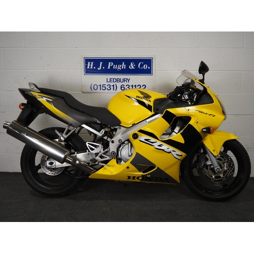 1054 - Honda CBR600F motorcycle. 2001. 599cc
Runs and rides, ridden to the saleroom. MOT until 14/11/24. Co... 