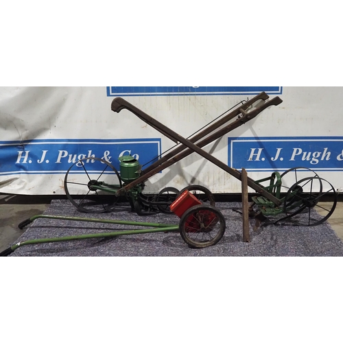 447 - Vintage seed drills and seed drill parts