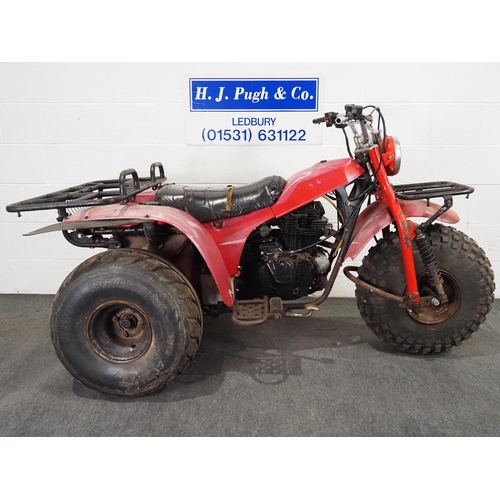 1058 - Kawasaki KLT250 trike. 
Running when stored some time ago. 
No docs. No key.