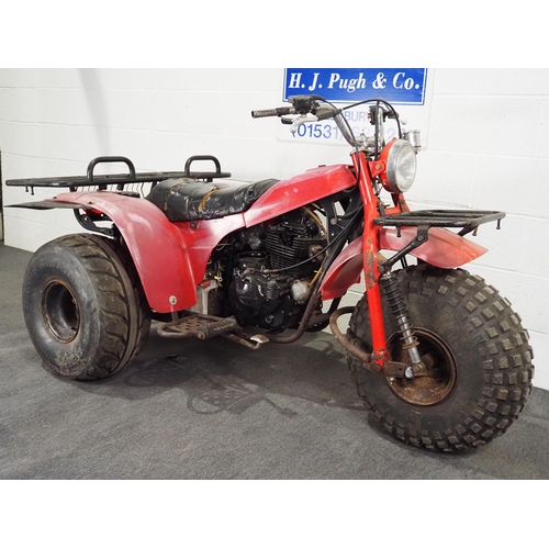 1058 - Kawasaki KLT250 trike. 
Running when stored some time ago. 
No docs. No key.