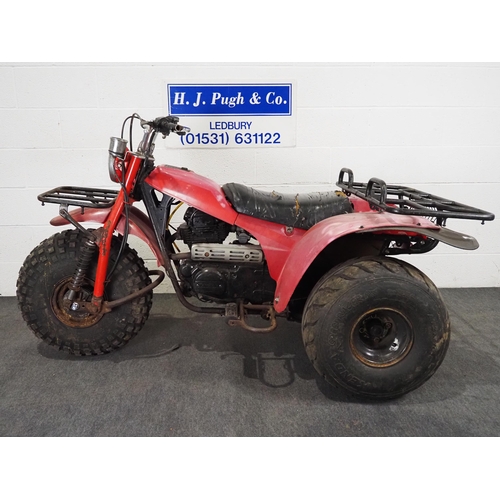 1058 - Kawasaki KLT250 trike. 
Running when stored some time ago. 
No docs. No key.