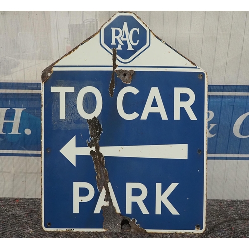 Enamel sign - RAC to Car Park 27