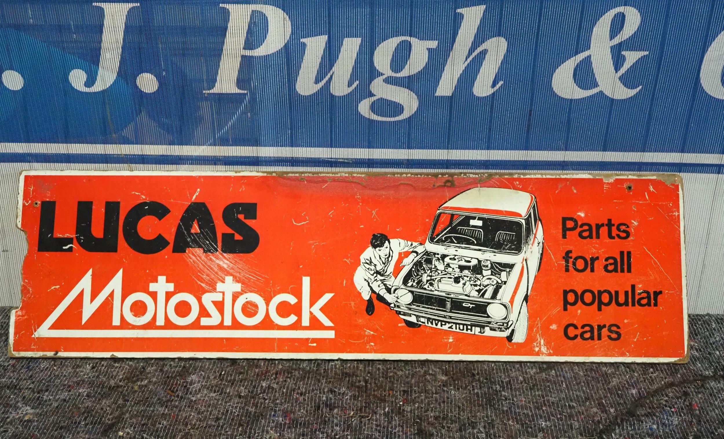 Double sided wooden sign - Lucas Motostock 29" x 8"