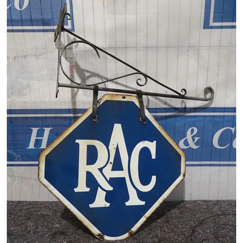 Double sided enamel sign on bracket - RAC 22
