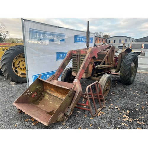 518 - International B275 tractor, incomplete, with front end loader and roll frame A/F