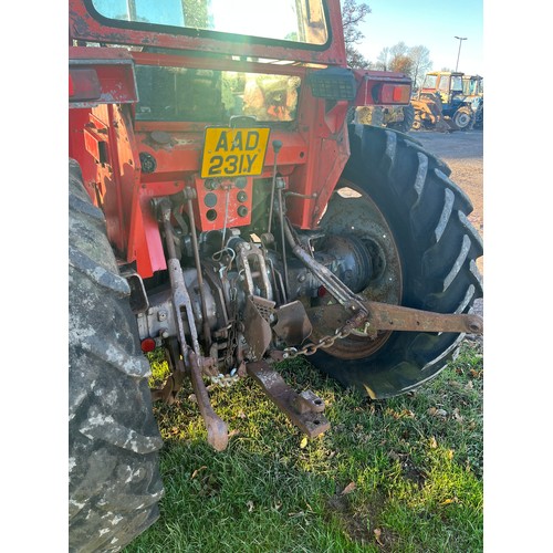 541 - Massey Ferguson 590 tractor. Runs and drives. Fitted with MF 80 front end loader and bucket. 
Reg. A... 
