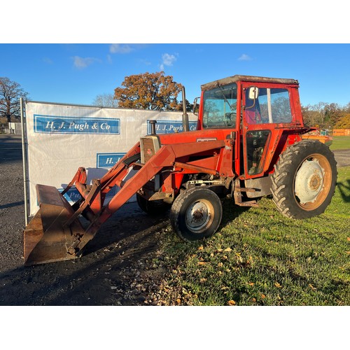 541 - Massey Ferguson 590 tractor. Runs and drives. Fitted with MF 80 front end loader and bucket. 
Reg. A... 