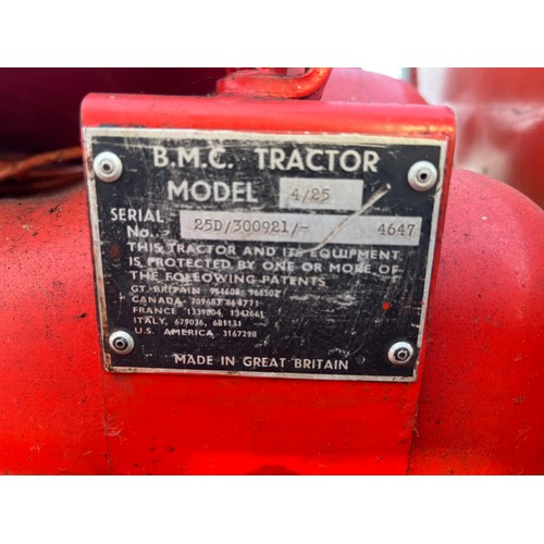544 - Nuffield BMC tractor 4/25 tractor. Runs and drives. Reg. OUO 603G. V5