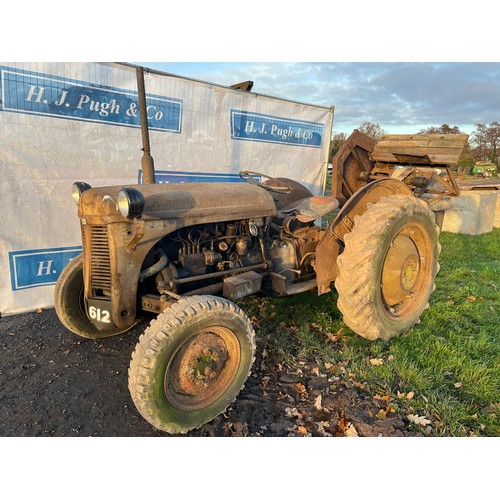 546 - Ferguson diesel tractor. C/w Ferguson saw bench. Runs and drives. Reg. 612 XUR. V5